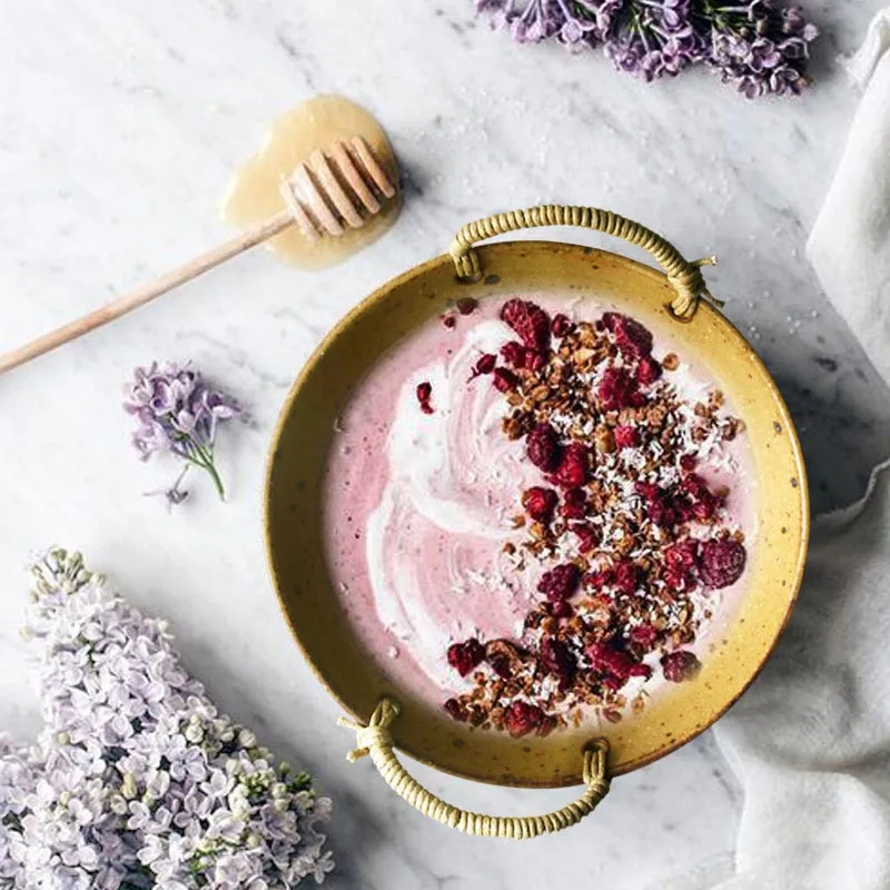 Японская грубая керамическая посуда винтажная чаша пеньковая веревка ручка