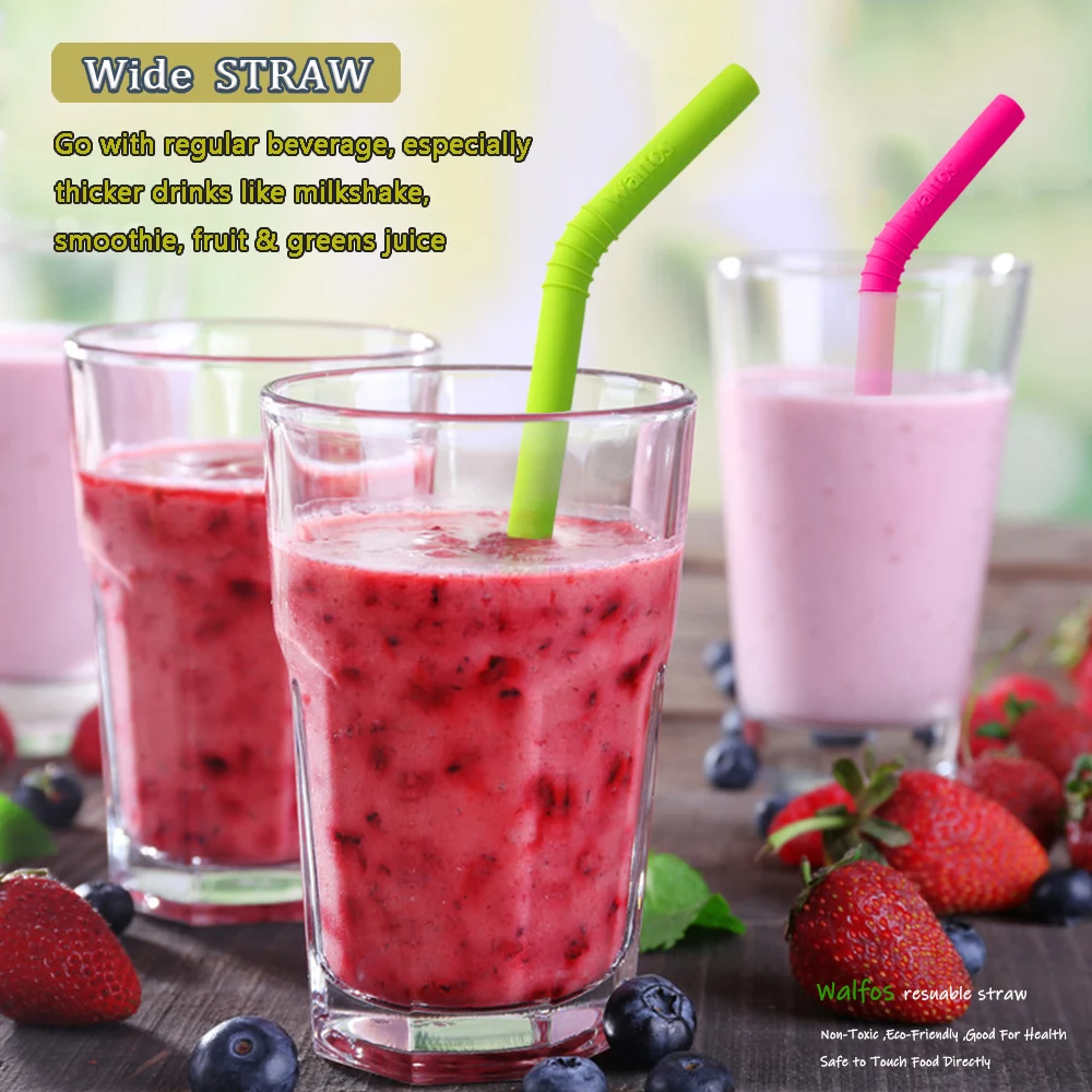 WALFOS 11 шт./компл. многоразовые силиконовые гибкие соломинки со сверхдлинной
