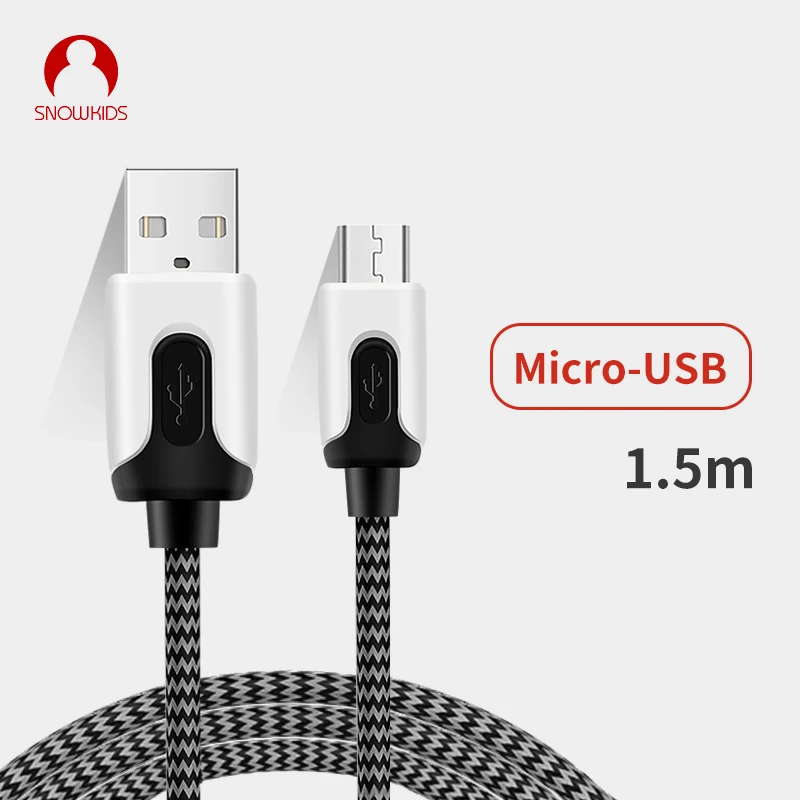 Зарядный кабель Snowkids Micro USB на Android 2 шт./лот быстрая зарядка 1 5 м плетеный нейлон