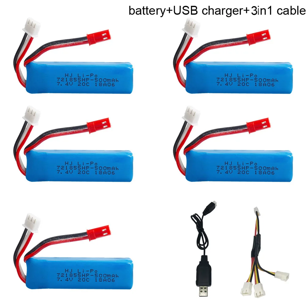 7 4 В 500 мАч Lipo аккумулятор 20C с зарядным устройством 3 в 1 кабель для WLtoys A202 A212 A222 A232
