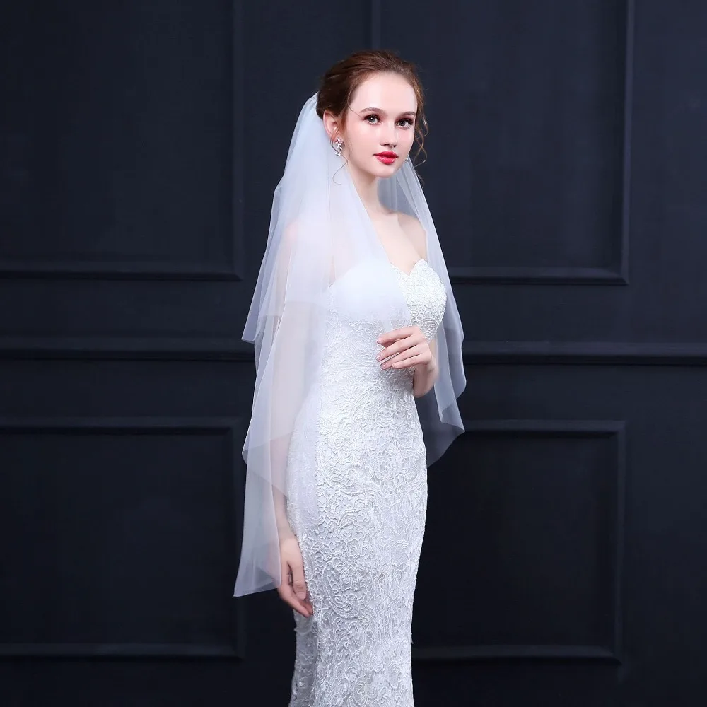 JaneVini Простые Белые Свадебные вуали свадебные аксессуары короткая вуаль Свадьба