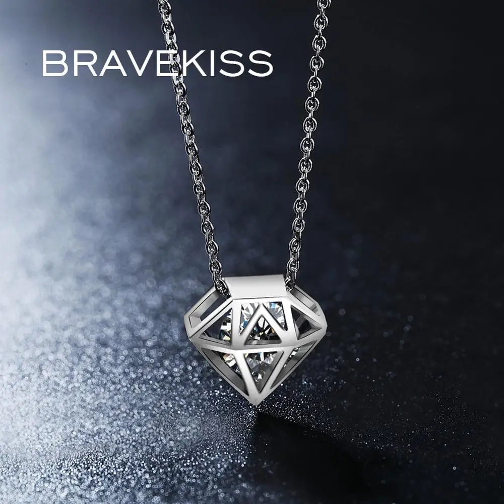 BRAVEKISS белое золото высший сорт AAA кубический цирконий полые в форме подвески