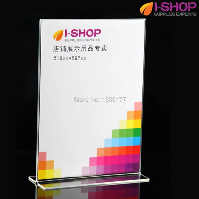 Т форма встать держатель знак фоторамка портрет дисплей счетчика A4 PT1 03|picture