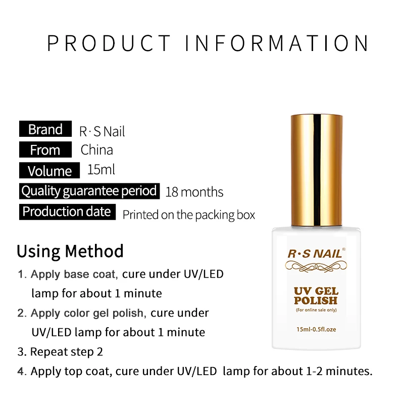 

RS NAIL UV Gel Nail Polish No.185 Gel Varnish Set 15ml Profession Gel Lacquer for Nail Art Salon Manicure No.181-240