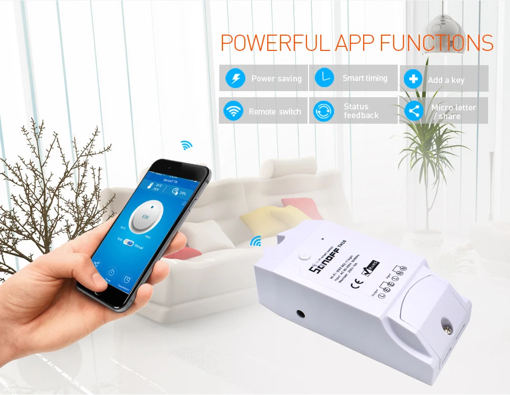 Itead Sonoff TH10 беспроводной wifi переключатель для модули для автоматизации умного дома вспомогательный датчик температуры и влажности монитор 10A 2200W