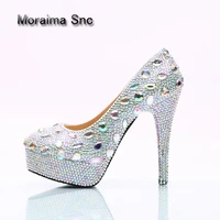 moraima snc brand crystal shoes sexy platform high heels shoes women newest wedding bride pumps bling bling nightclub shoes