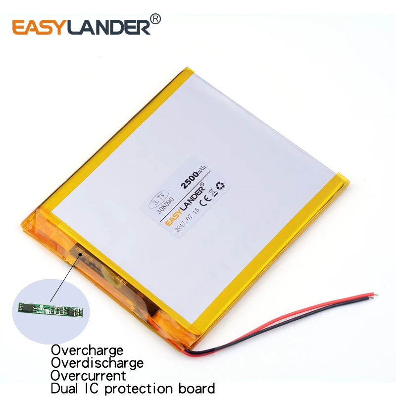 3 шт./лот 7 v литий-ионный полимерный аккумулятор XHR-2P 2 54 308090 2500mah планшетный