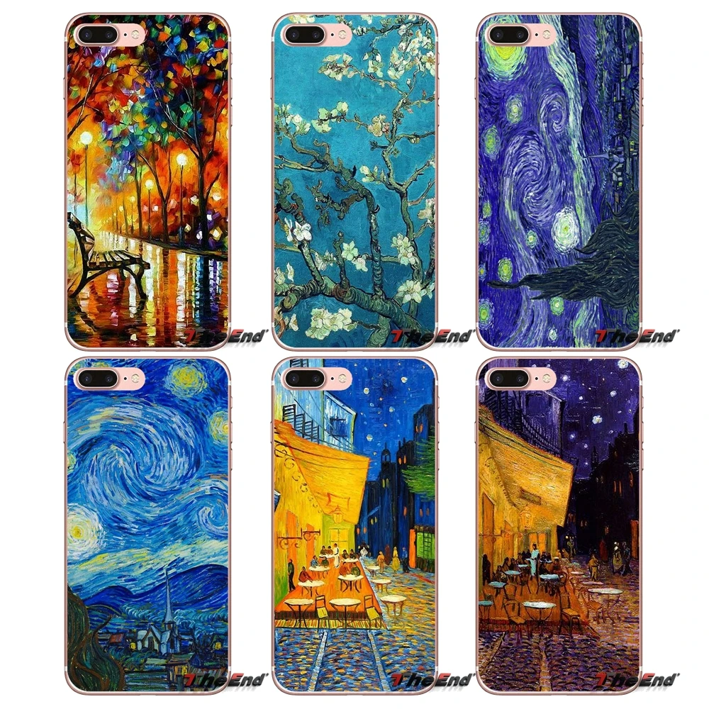 Силиконовый чехол для Samsung Galaxy Note 3 4 5 Grand Core Prime S3 S4 S5 MINI S6 S7 edge S8 S9 Plus Vincent Van Gogh Starry Night