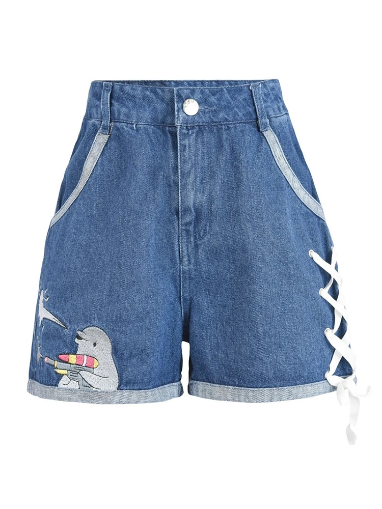 Summer Sweet High Waist Denim Shorts Student 2019 New Mori Girl Fashion Casual Student Campus Shorts High-waisted-denim-shorts