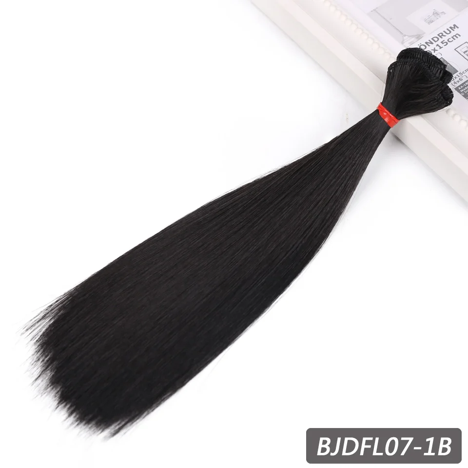 BJDFL07-1B Allaosify волосы для кукол bjd волосы 15 см* 100 см 25 см* 100 см Черный Розовый Белый Серый цвет длинный прямой парик для кукол для 1/3 1/4 BJD DIY - Цвет: BJDFL07-1B