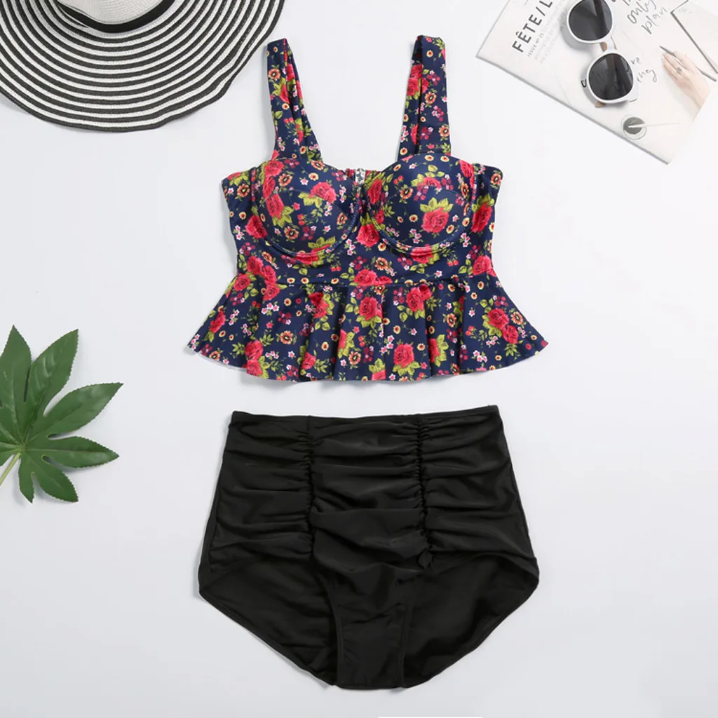 SAGACE костюмы из двух частей гофрированная юбка купальники плюс размер купальник