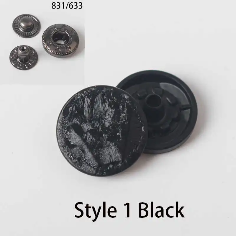 style1-black 10 шт. 15 мм латунная защелкивающаяся заклепка 831/633 Тип швейная кожаная Кнопка Ремесло для одежды аксессуар для одежды Сделай Сам Q27 - Цвет: style1-black
