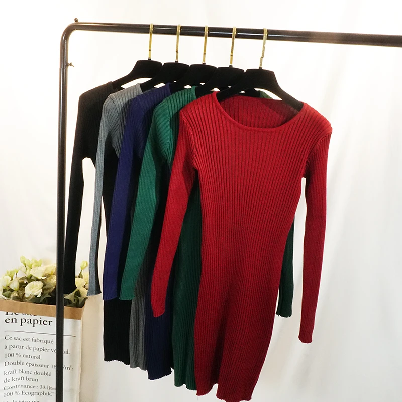 Платье Свитер женское Осеннее/зимнее облегающее с длинным рукавом|Женские