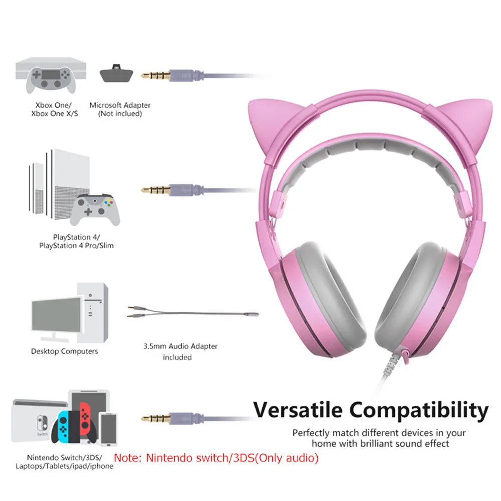 SOMIC G951S PS4 игровая гарнитура с кошачьими ушками микрофон ПК наушники для геймеров Бас игры наушники для мобильного телефона/ xbox One/Mp3
