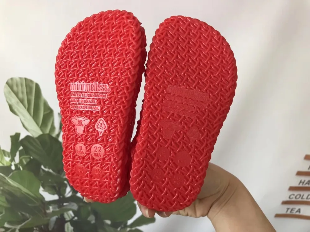 Мини Melissa 3D бант пластиковые сандалии для девочек Детская водонепроницаемая обувь новые сандалии для девочек Нескользящие Детские сандалии для девочек 14-18 см