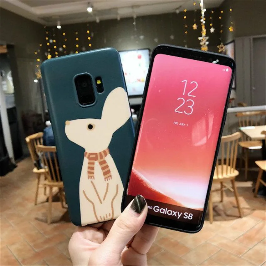 Полная задняя крышка для Samsung Galaxy S7 Edge S8 S9 Plus Note8 9 Капа Coque милый кролик в шарфе
