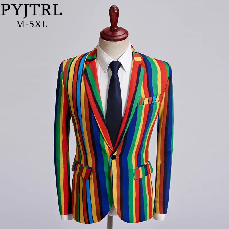 Новый мужской блейзер PYJTRL в цветную полоску дизайнерский Женский стильный