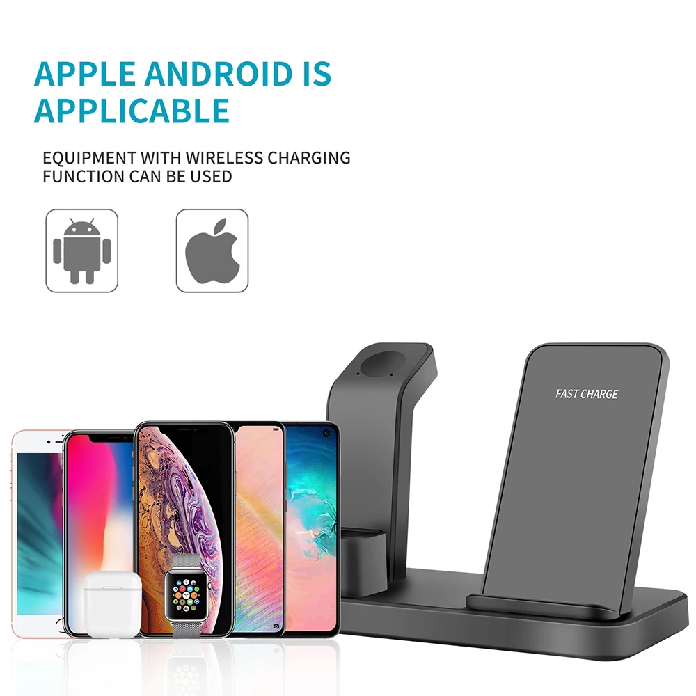 Беспроводное зарядное устройство док-станция для Apple Watch iPhone 3 в 1 usb зарядка держатель для Xiaomi 9 huawei samsung кронштейн Подставка