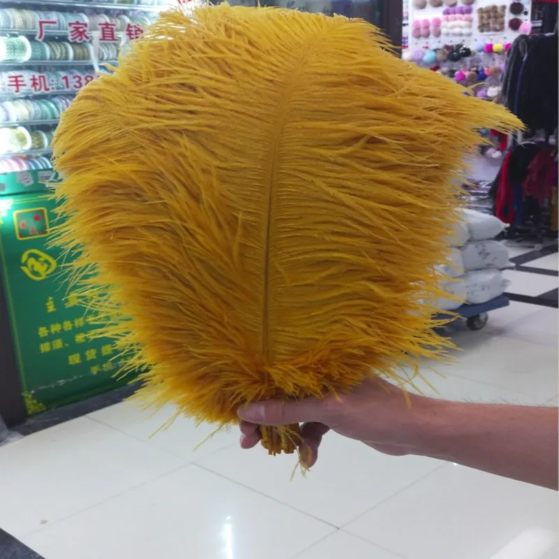 

gold splendid 10pcs/lot 40-45 cm / 16 to 18 inches fluffy ostrich feathers for craft ostrich plumes wedding party decoration
