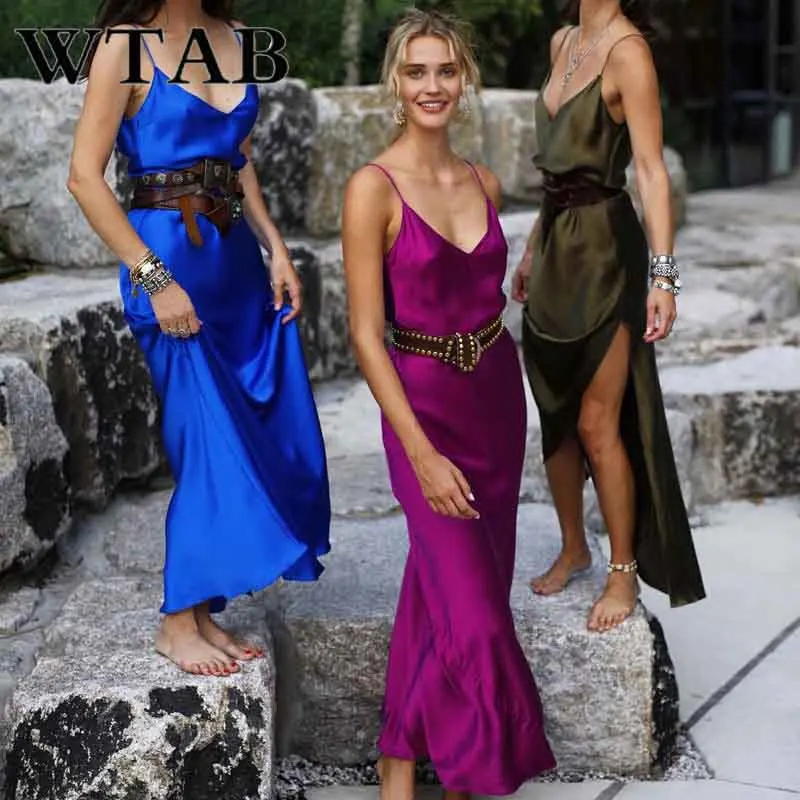 WTAB vestidos женское платье с открытой спиной и застежкой-молнией 2019 ремень весна-лето