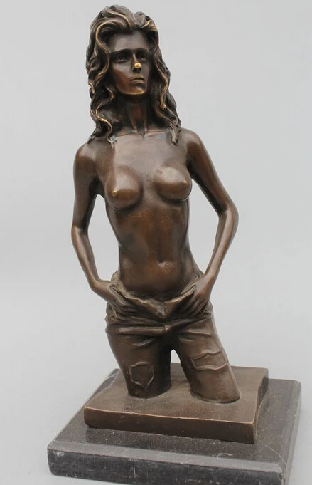 9 &quotWestern Art Бронзовая скульптура Мраморный обнаженной Belle Девушка Статуя Женщины