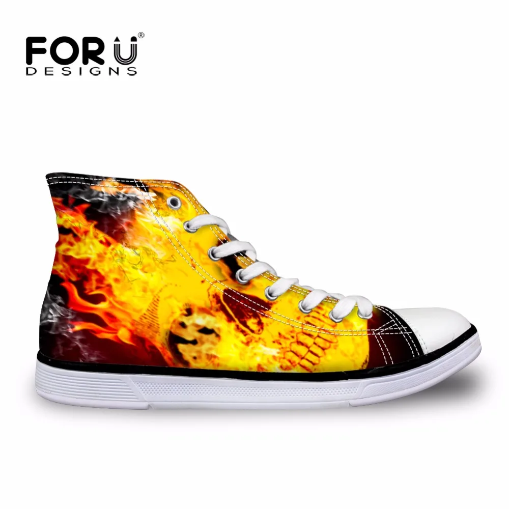 FORUDESIGNS классная мужская обувь с принтом черепа высокие Вулканизированная