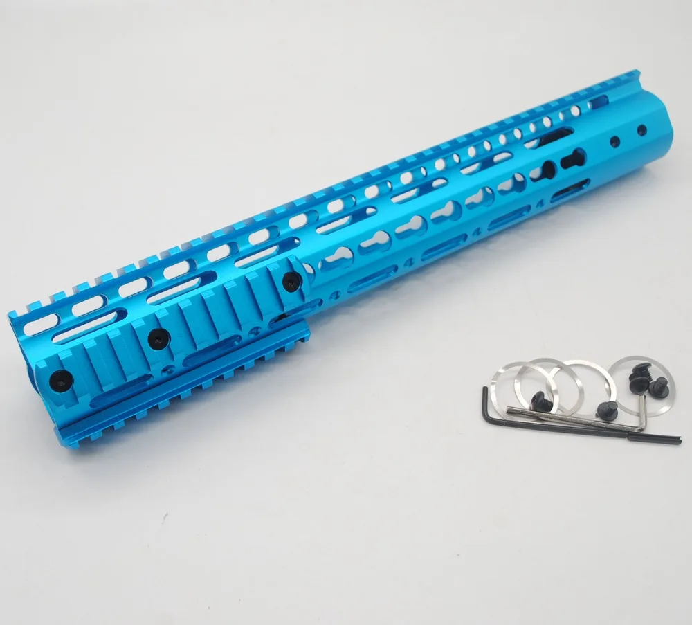 

TriRock 7/9/10/12/13.5/15'' inch Keymod Handguard Rail+3 pcs Picatinny Sections System_Blue Color Anodized+Steel Barrel Nut