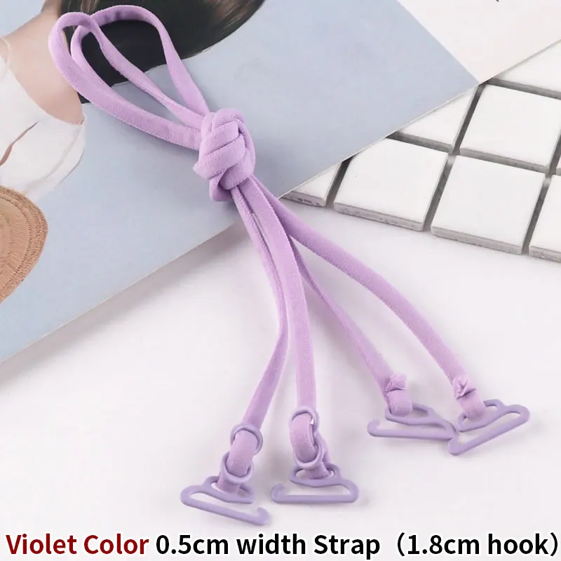 0.5cm Violet Color 0,5 см нижнее белье плечевой ремень Для женщин 1 см тонкий прозрачный бюстгальтер ремешок для девочек широкие крючки - Цвет: 0.5cm Violet Color