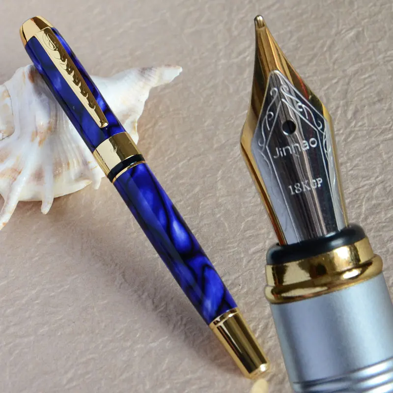 JINHAO 250 перьевая ручка из темно-синего мрамора с золотой отделкой | Канцтовары для
