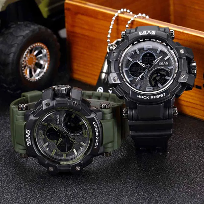 Повседневные Спортивные часы модные силиконовые двойной цифровые наручные