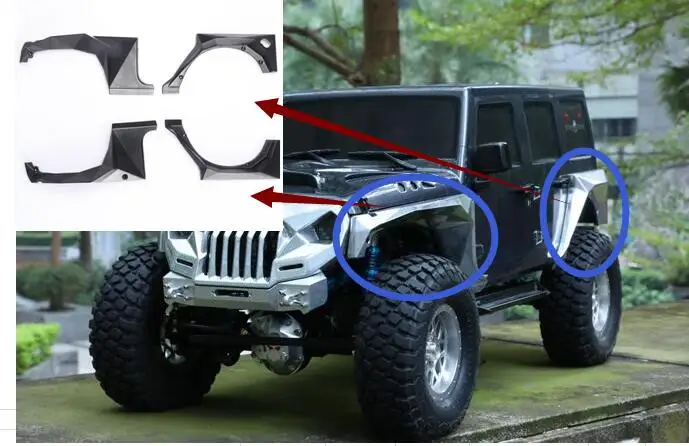 1/10 Масштаб RC 4X4 JK гусеничный Грузовик JEEP Wrangler TOPFIRE SEMA колесо бровей для осевой SCX10 HRAXXAS TRX4 capo jkmax TF2 FJ40