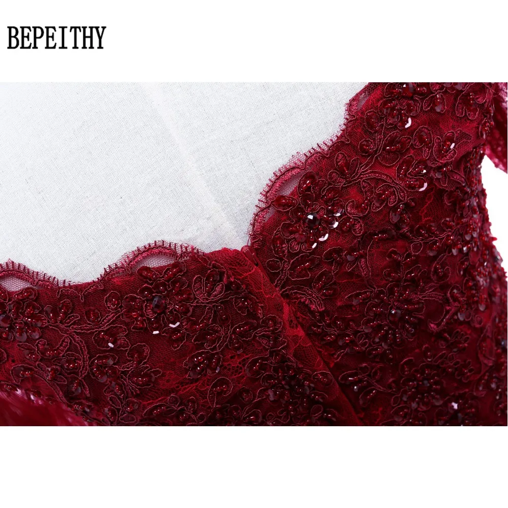 BEPEITHY vestido de festa с v-образным вырезом бордовое А-силуэт Тюлевое вечернее платье сексуальное женское длина до пола пухлый официальный вечерний наряд