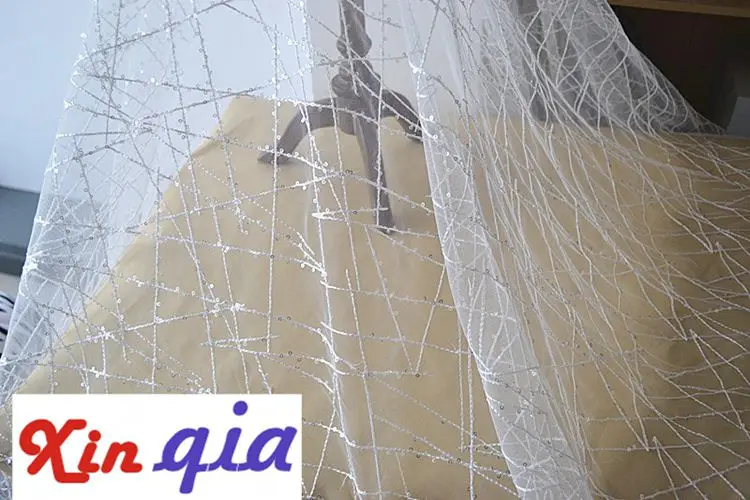Высокое качество блестки кружева для свадебное платье DIY шарф ткань | Дом и сад