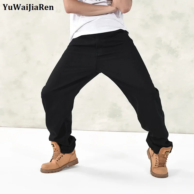 

YuWaiJiaRen Black Baggy Jeans Men Hip Hop Streetwear Skateboarder Denim Pants Loose Skateboard Pants Boy Trousers