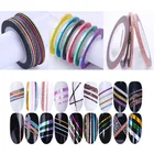 Набор матовых блестящих лент для ногтей, 2 мм, многоцветные линии, инструмент для укладки, переводная наклейка для дизайна ногтей, Набор наклеек для дизайна ногтей