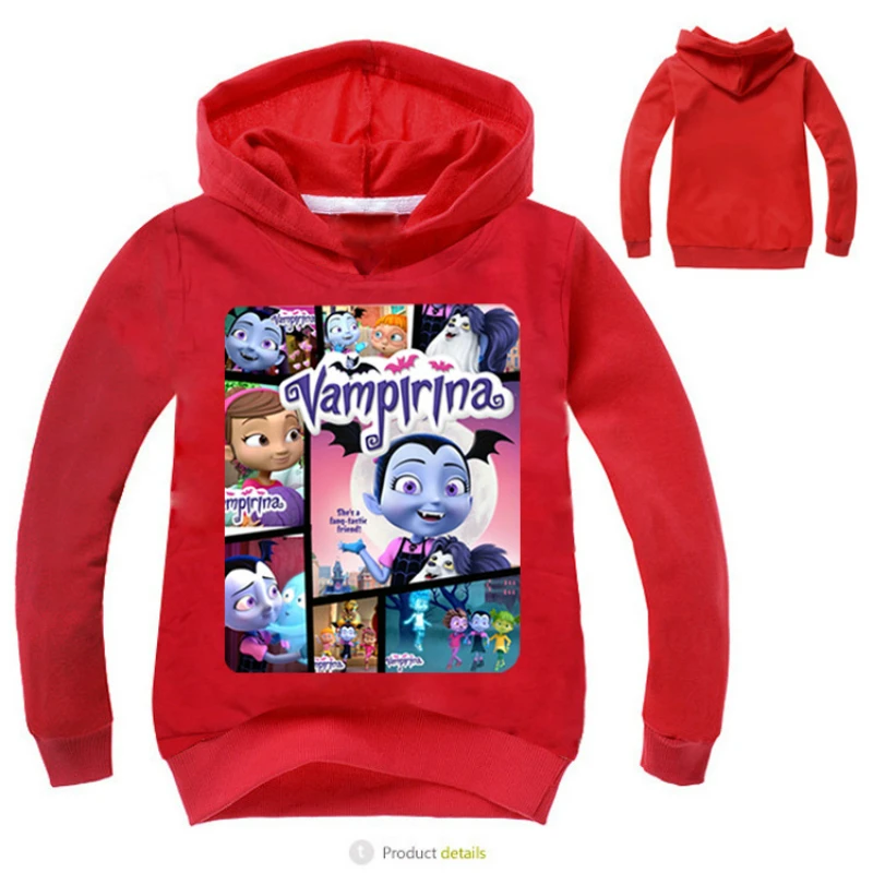 Толстовки с длинными рукавами на весну-осень Vampirina футболки для девочек, детская верхняя одежда, толстовки детская одежда