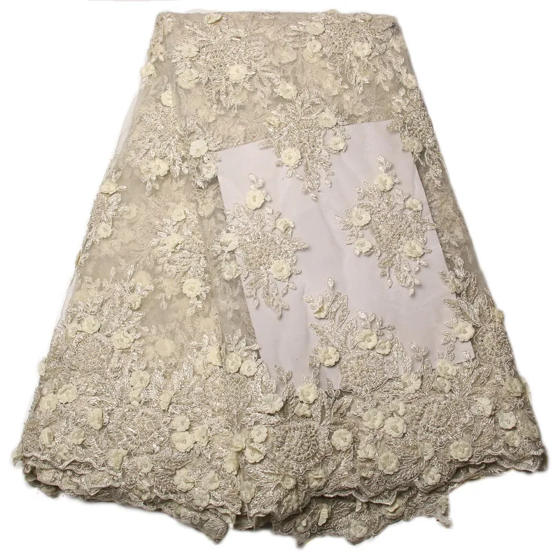 Высокое качество 2017 африканская кружевная ткань с бисером французская чистая