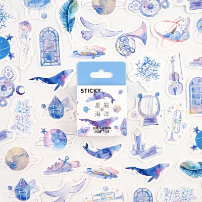 xing chen hai yang 46 шт./кор. Kawaii наклейки цветы планеты декоративные этикетки для скраббукинга этикетка-наклейка дневник пуля журнал наклейки - Цвет: xing chen hai yang