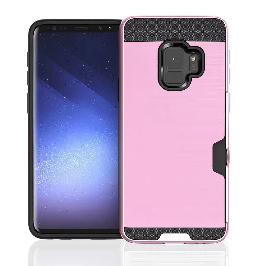 Для samsung Galaxy S10 плюс S10e чехол Гибридный держатель для карт чехол-Броня чехол для Note 9 8 S6 S7 край S8 S9 плюс A9 A6 A8 плюс A30 A50 A90 - Цвет: Pink