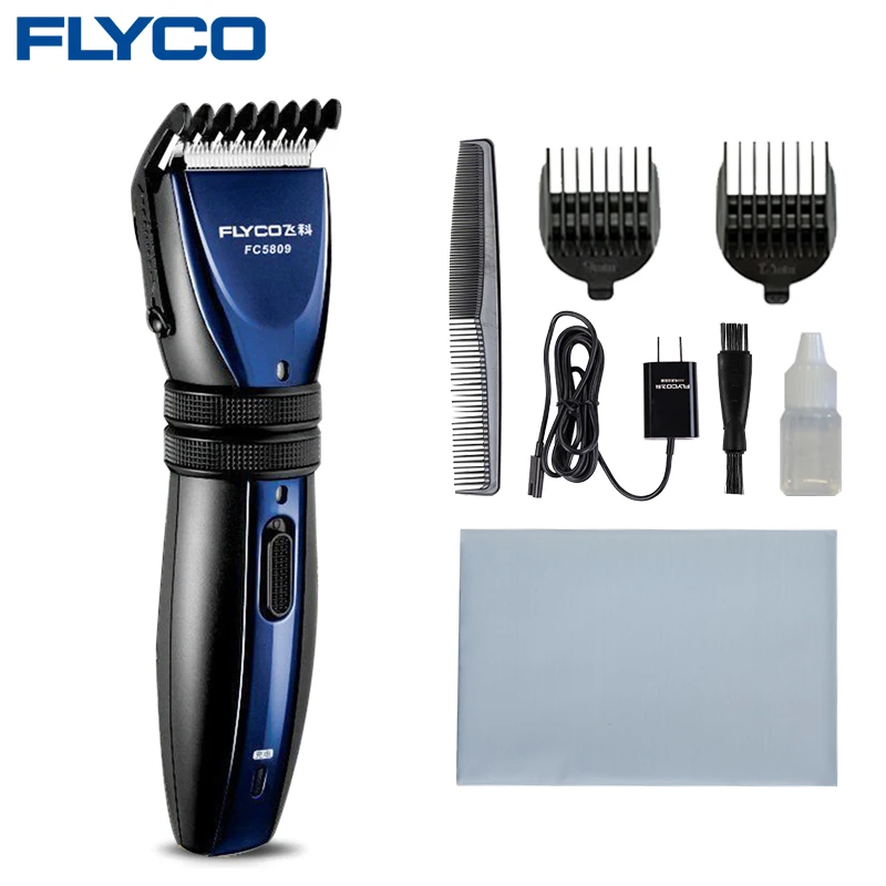 blue Бритвенный станок Flyco Blue 100 V-240 V для бороды Tondeuse Cheveux Tondeuse профессиональная машинка для стрижки волос для мужчин FC5809 - Цвет: blue