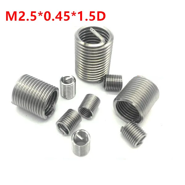 100 шт. M2.5 * 0 45 1.5D проволочная Резьбовая вставка m2.5x1.5D винтовая втулка винта с Helicoil