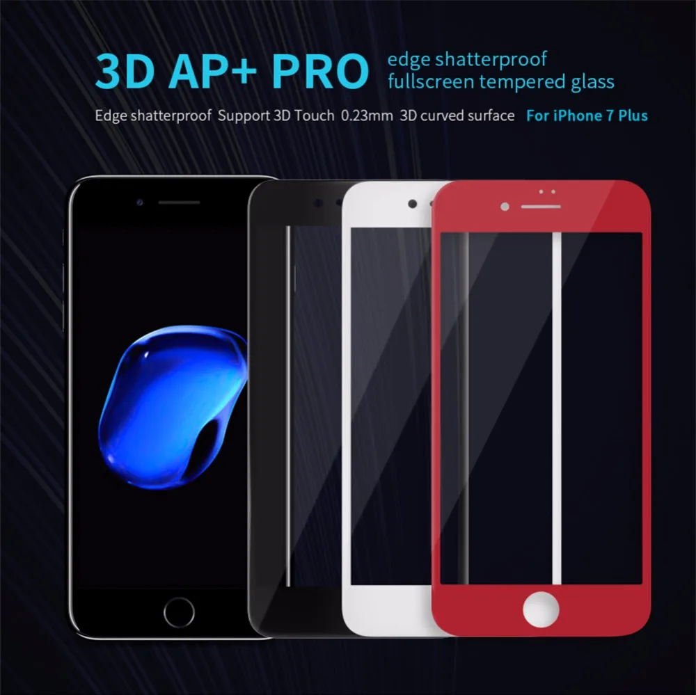 For iphone 7 стекло Оригинальный 3D изогнутый край Полное покрытие ScreenProtector для iPhone Plus
