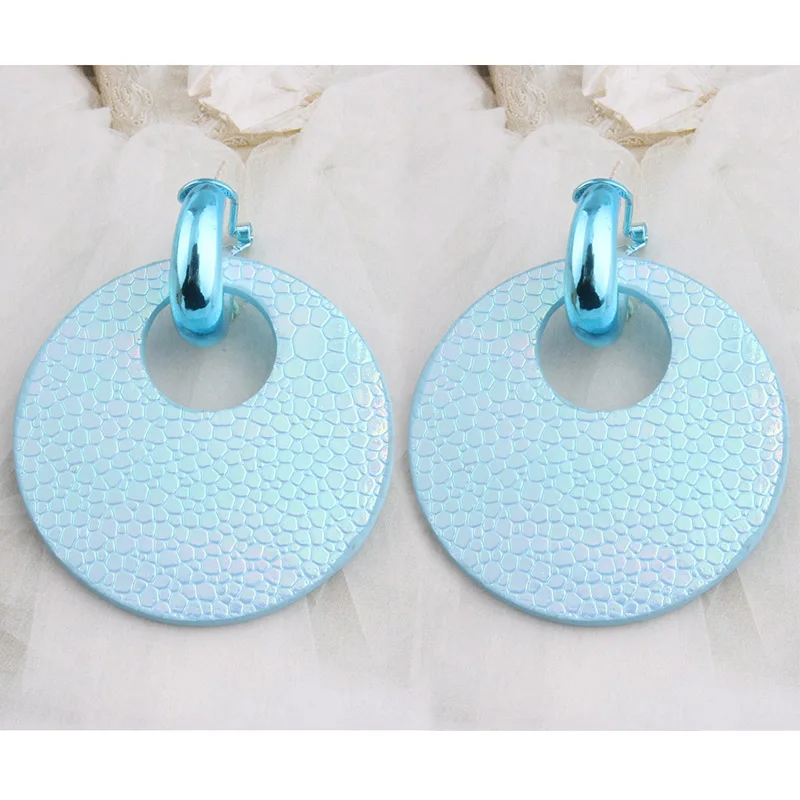 Женские кожаные серьги NeeFu WoFu круглые медные большие длинные с леопардовым