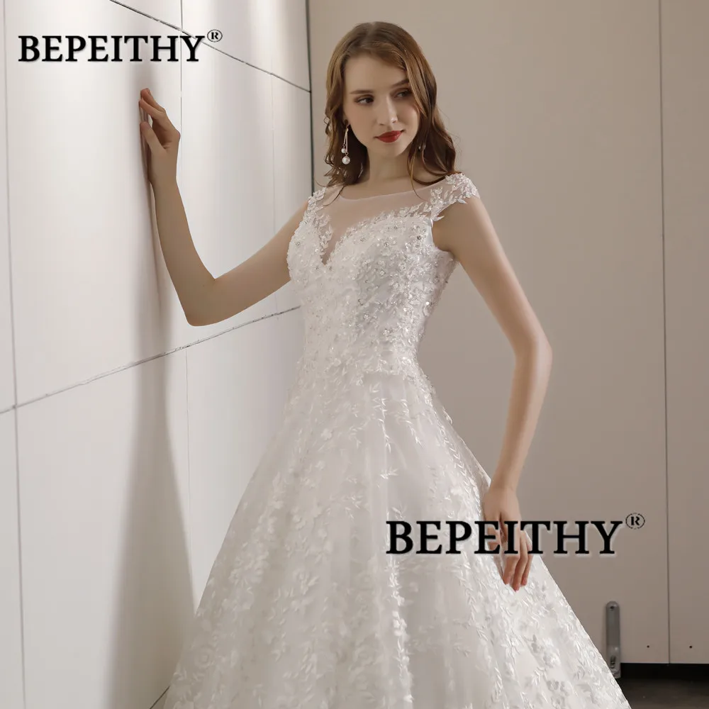 Винтажное кружевное свадебное платье со шлейфом и бусинами Vestidos De Novia винтажное