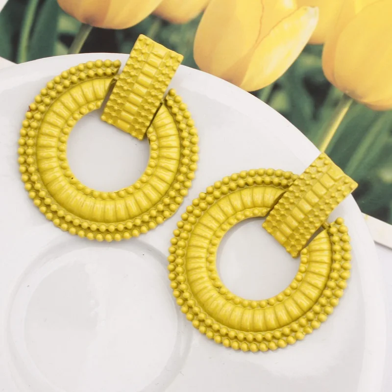 yellow2 Exknl богемные серьги в виде капель для женщин, серьги с кисточками, большие массивные Винтажные висячие серьги, красные, розовые, черные, синие модные ювелирные изделия - Окраска металла: yellow2