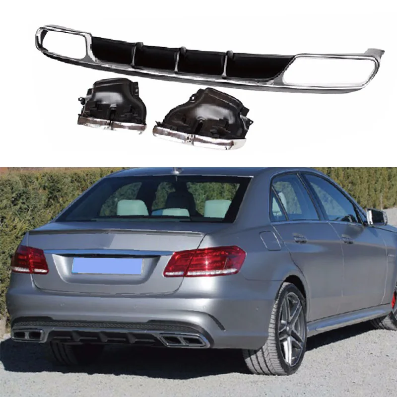 Для Mercedes W212 E63 Стиль диффузор спойлер задней крышки с 4-выпускной Нержавеющая сталь для Benz E Class W212 - Цвет: W212 E63 style
