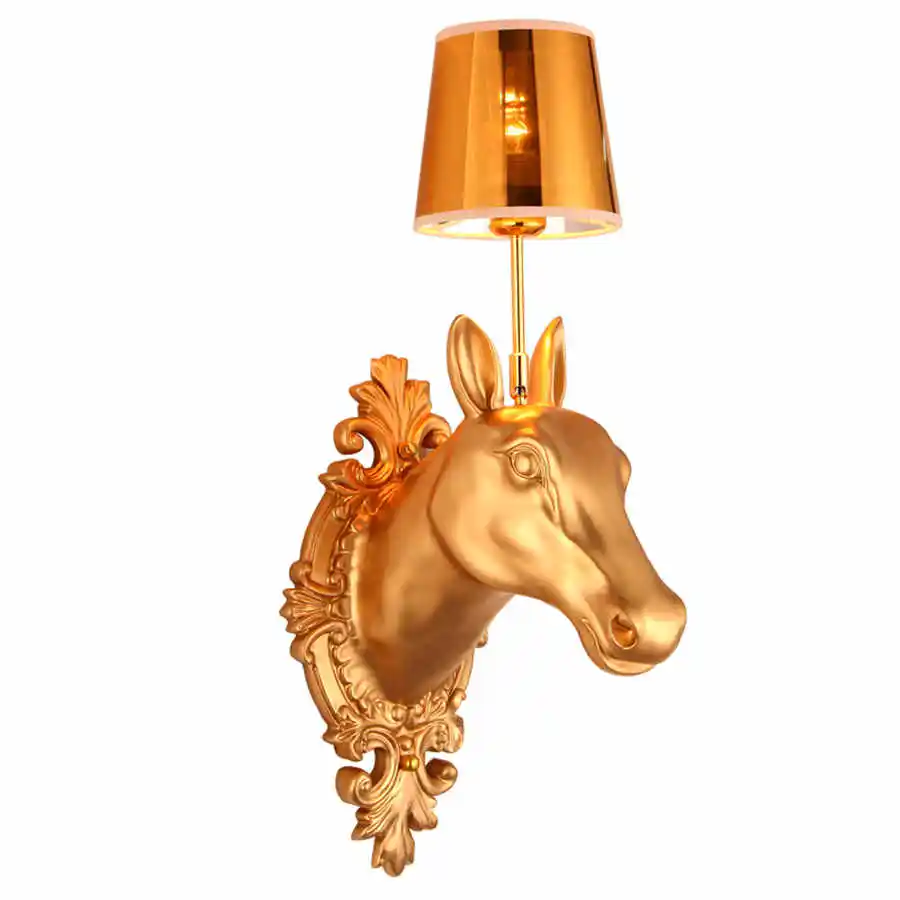 Американская лошадь смолы золото настенный светильник классической гостиной