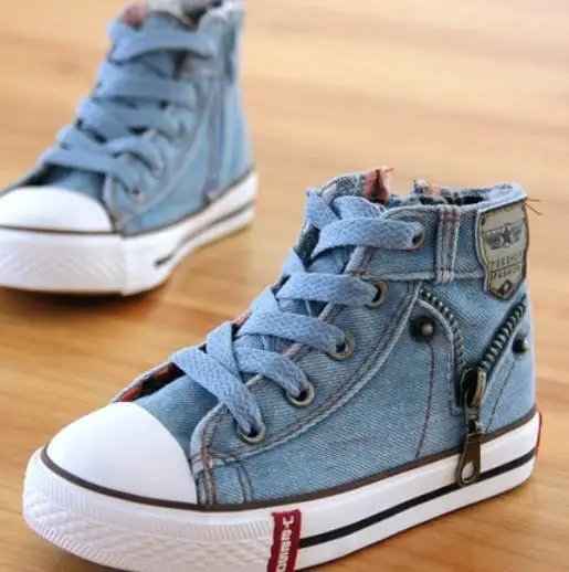 D660 sky blue 14 видов, Новое поступление, Размеры 25-37, детская обувь, Детские парусиновые кроссовки, джинсы для мальчиков, ботинки на плоской подошве для девочек, джинсовая обувь с боковой молнией - Цвет: D660 sky blue