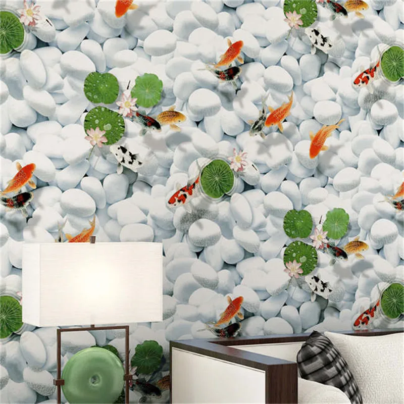 

beibehang fabric wallpaper year with fish pattern warm bedroom living room sofa TV background wallpaper papel de parede