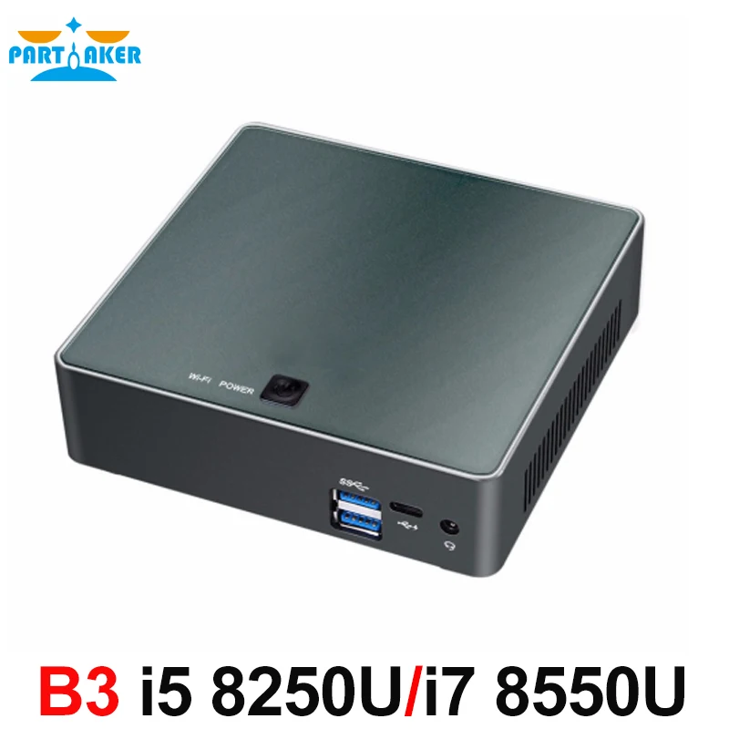Причастником B3 DDR4 мини ПК 8 го поколения Intel Core i7 8550U i5 8250U четырехъядерный HDMI type